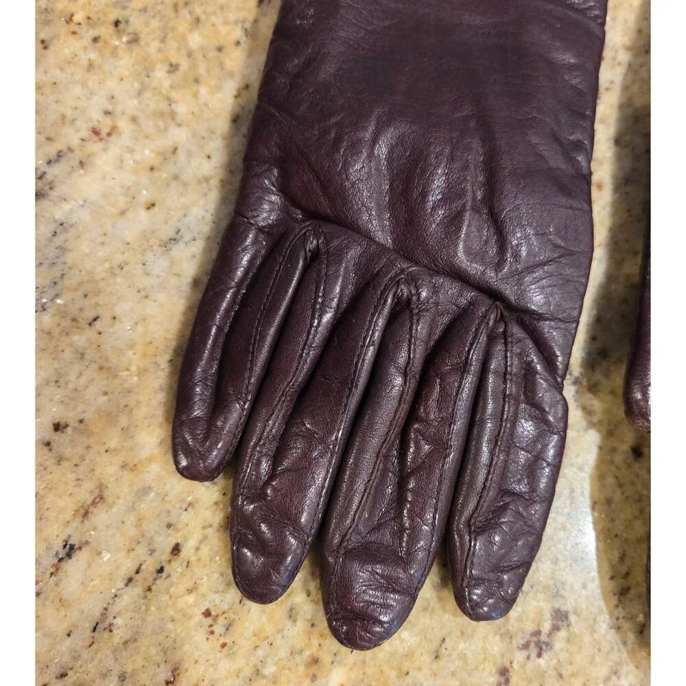 Vintage Womens Size M Burgundy Leather Lined 10
